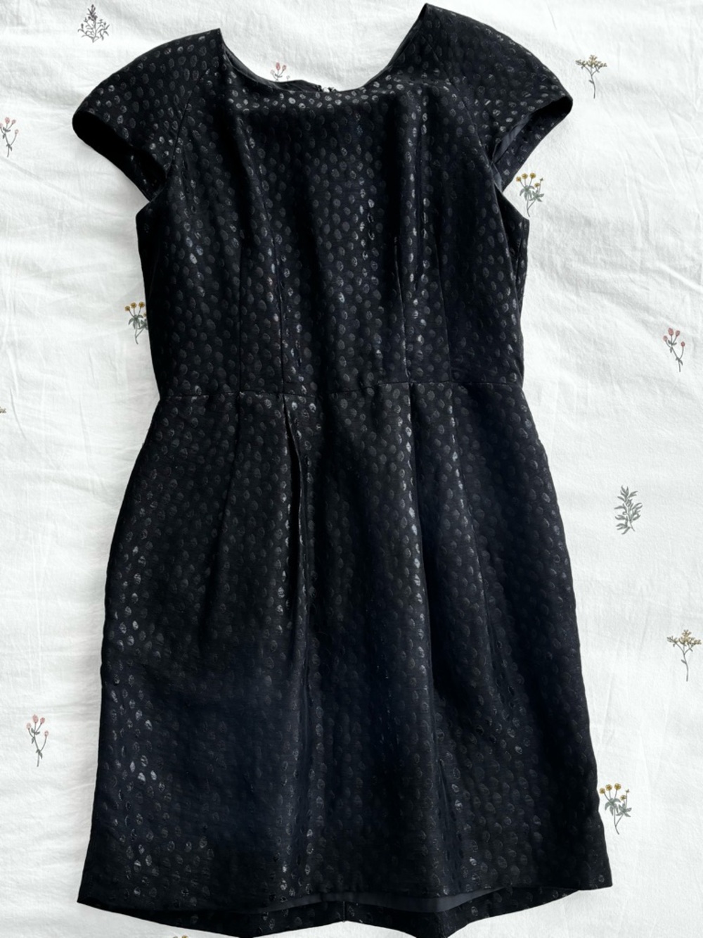 Club Monaco Black Cap-Sleeve Textured Dress